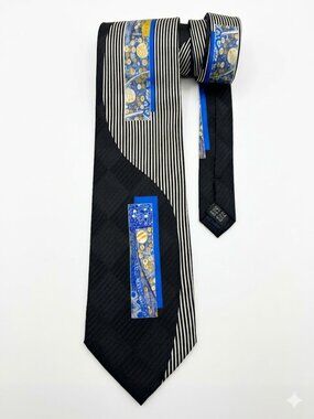 SIGNORI dei SIGNORI 100% SIlk HandmadeNecktie ITALY Blue/Black  EUC